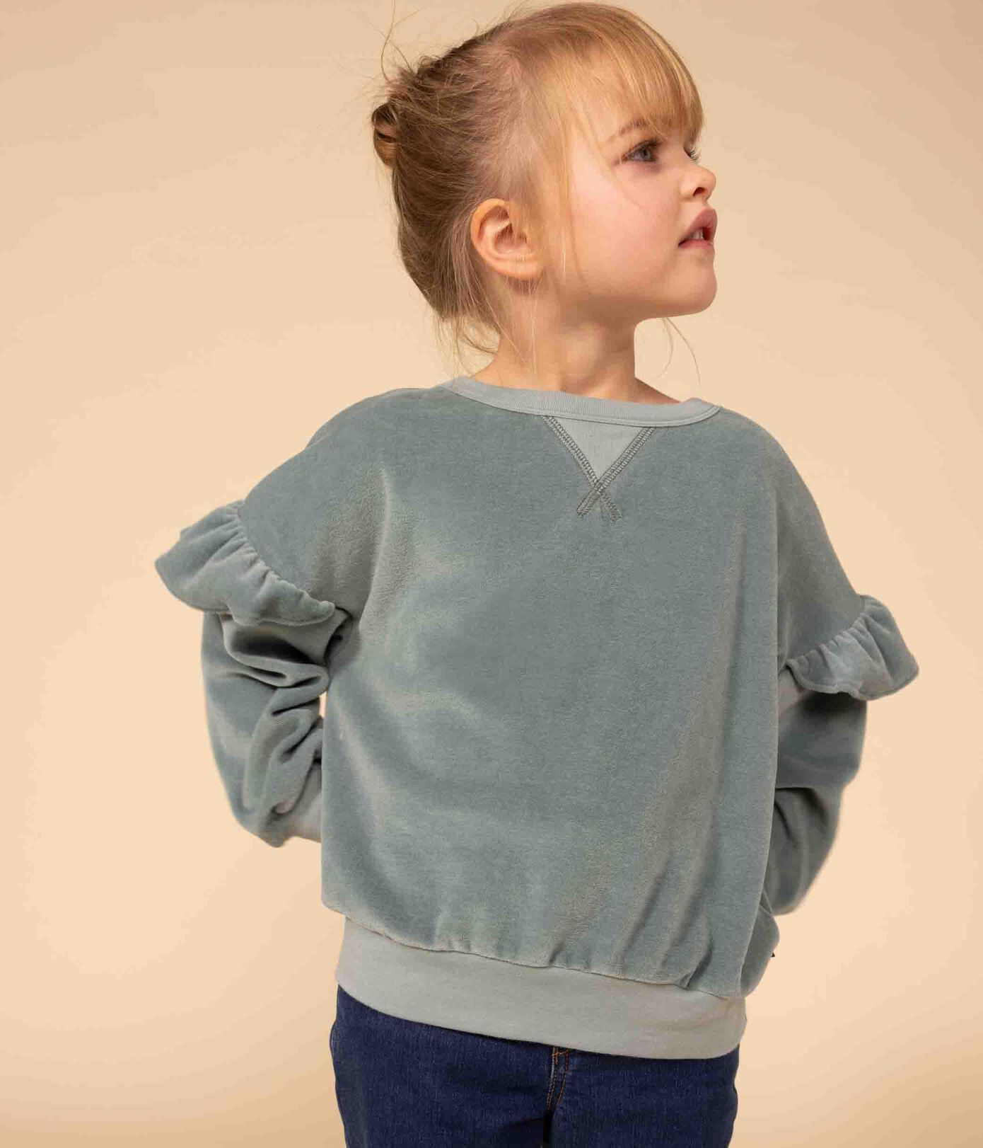 Sweatshirt en bouclette velours unie enfant fille