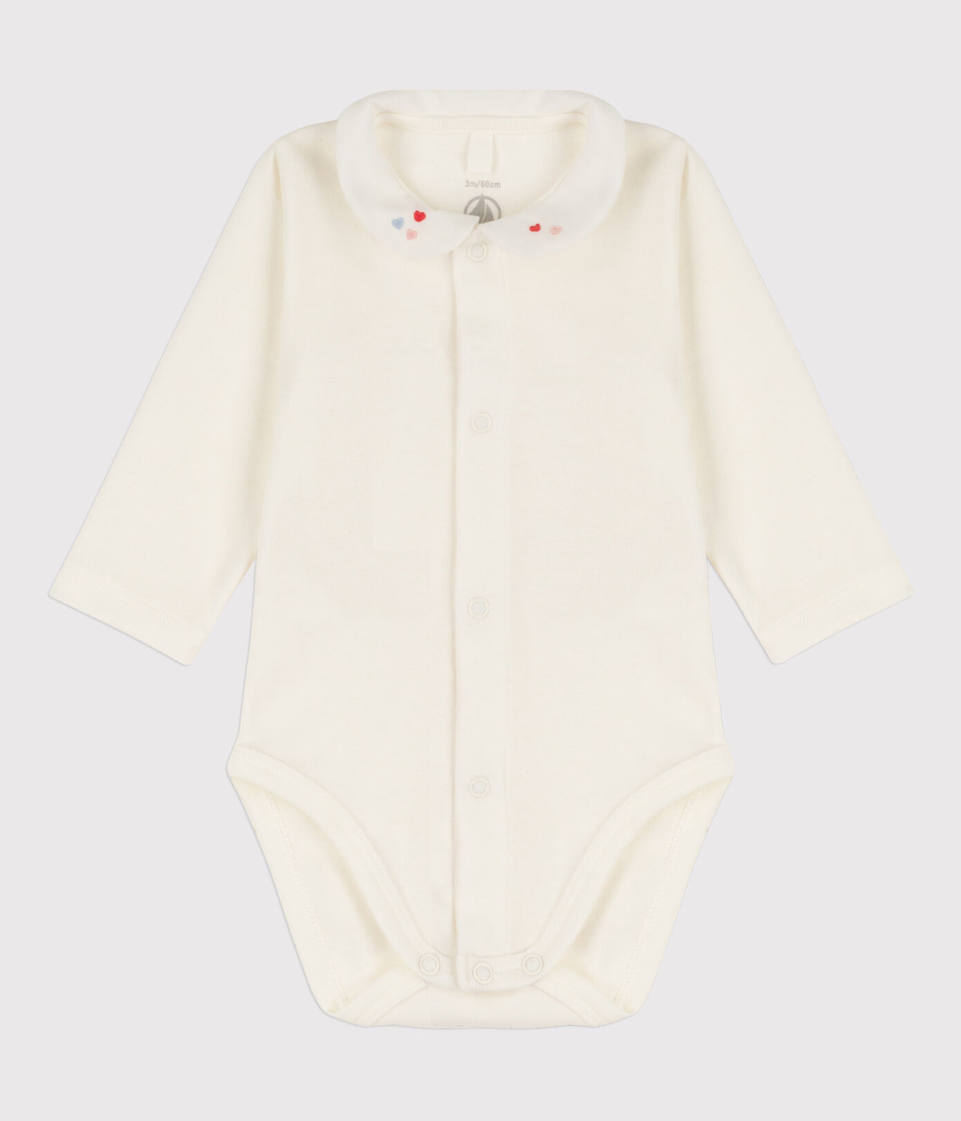 Body blanc à col bébé en coton biologique