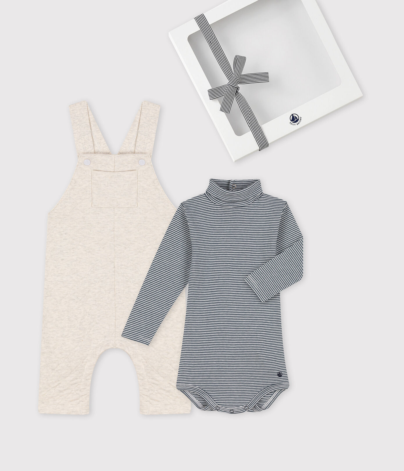 Ensemble cadeau bébé : salopette et body col roulé
