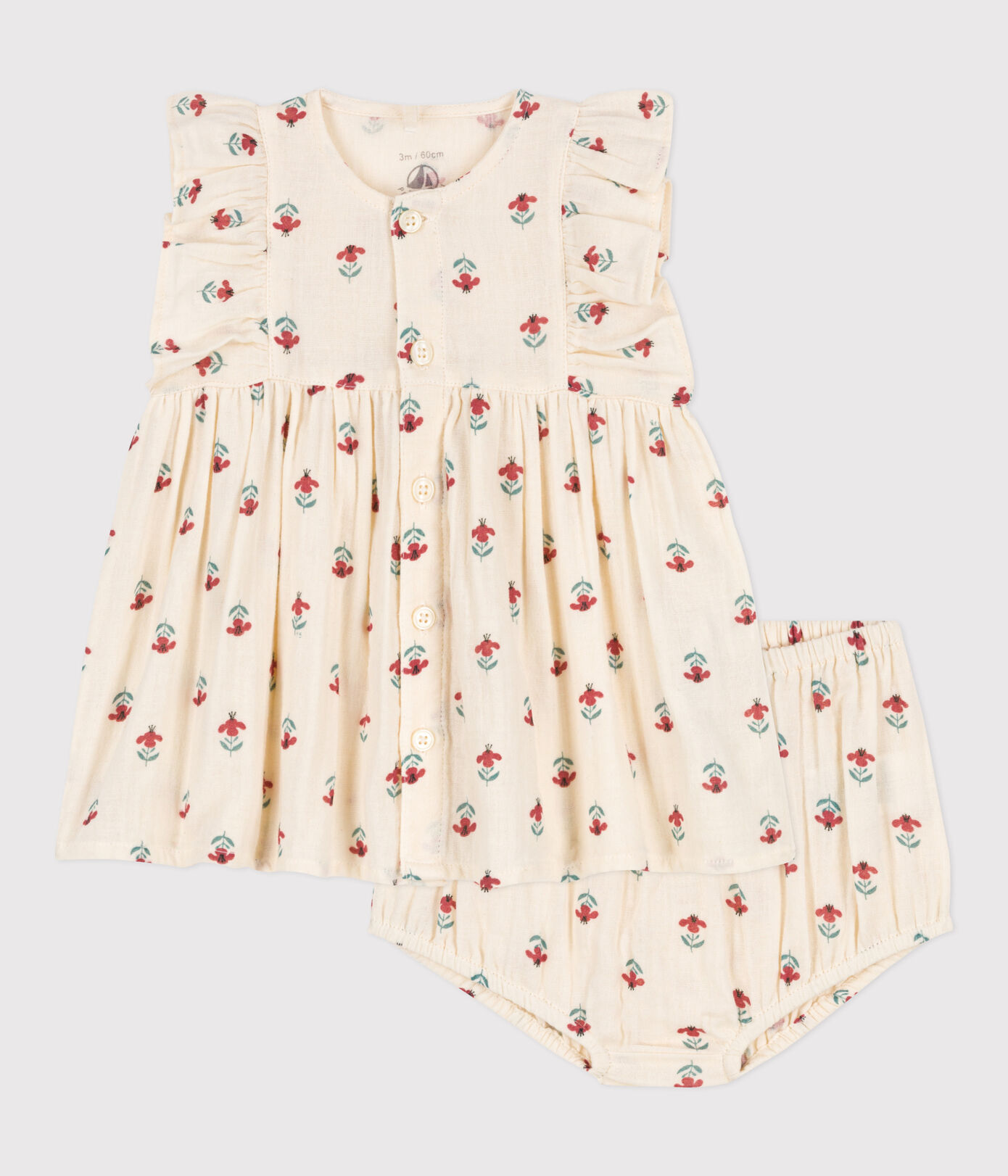 Robe et bloomer imprimés en gaze de coton bébé