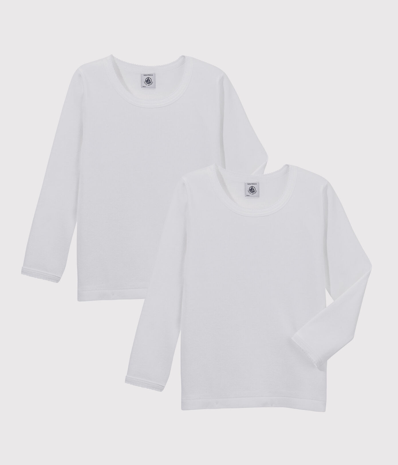 Lot de 2 tee-shirts blancs manches longues petite fille