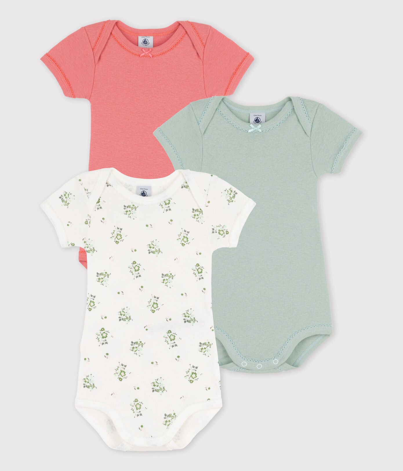 Lot de 3 bodies manches courtes en coton et lin