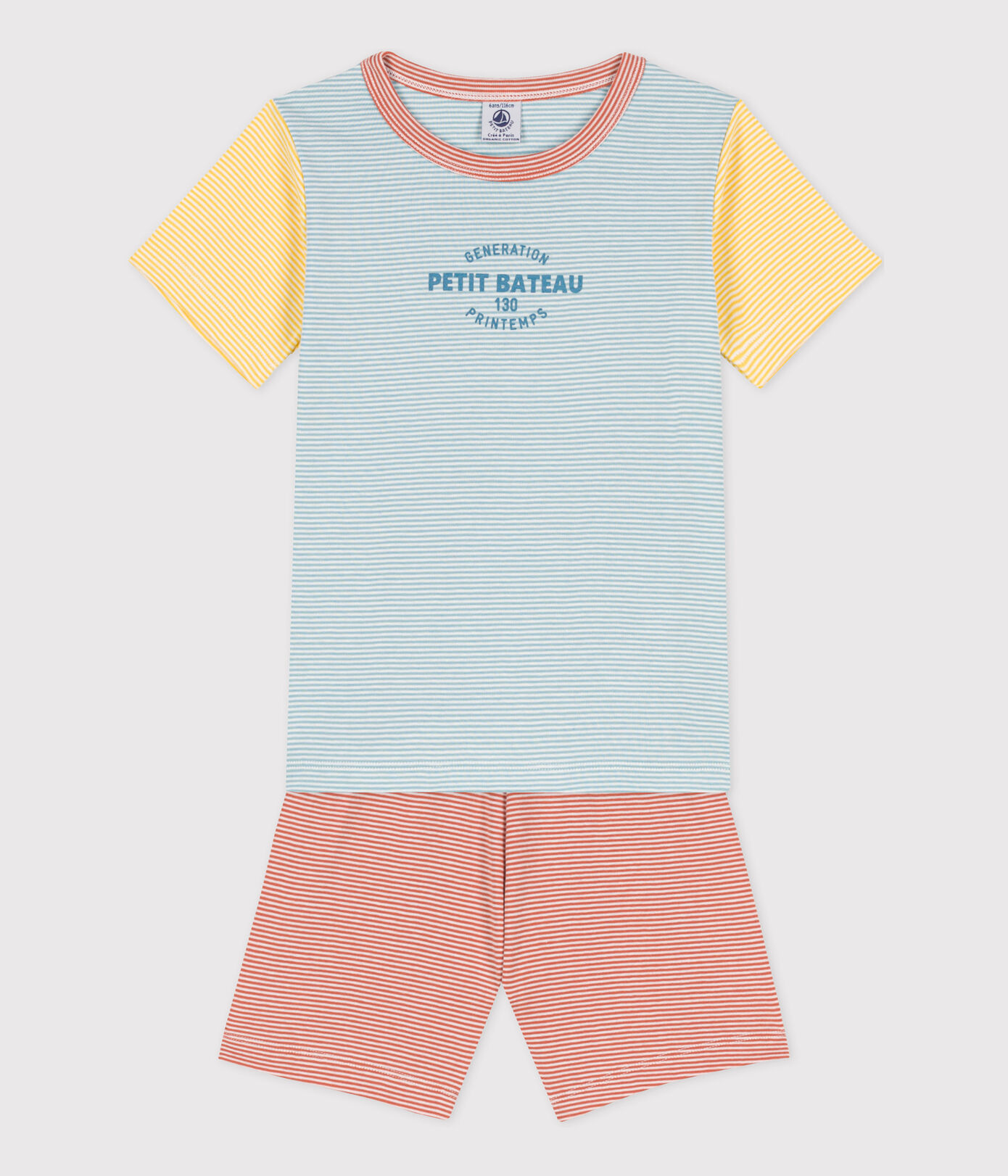 Pyjacourt milleraies tricolore en coton petite fille/petit garon