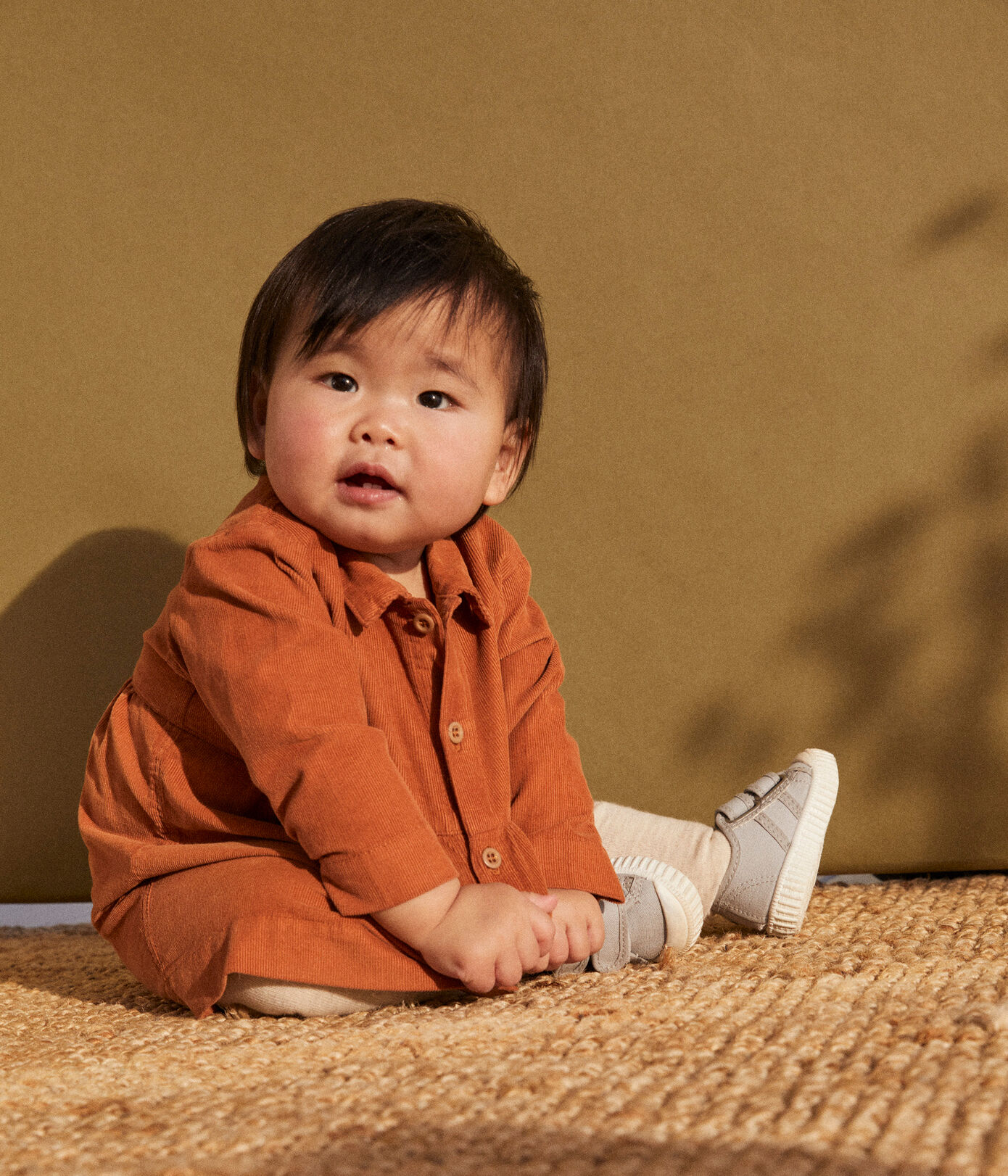 Robe manches longues bébé en velours fin