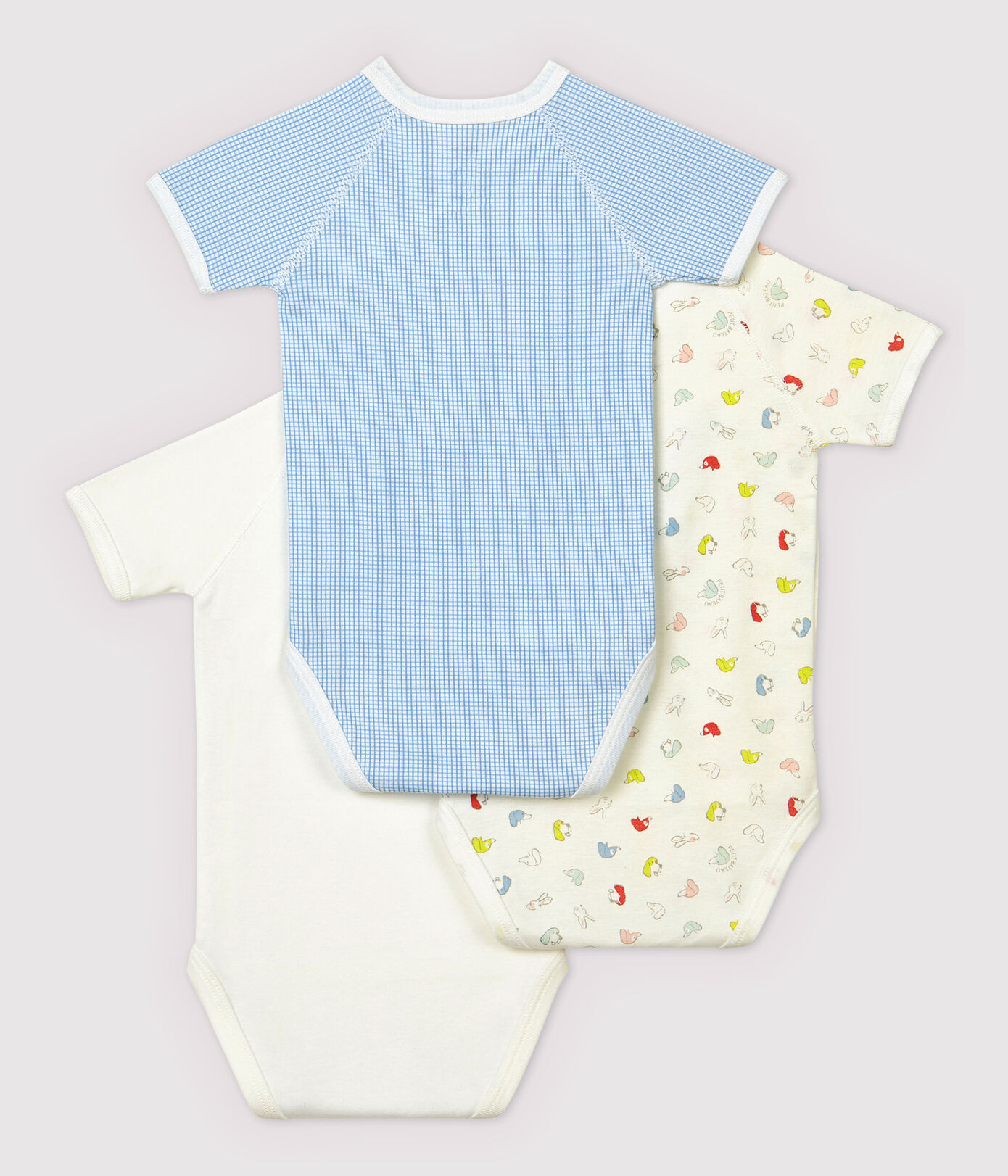 Lot de 3 bodies croisés manches courtes bébé en coton biologique