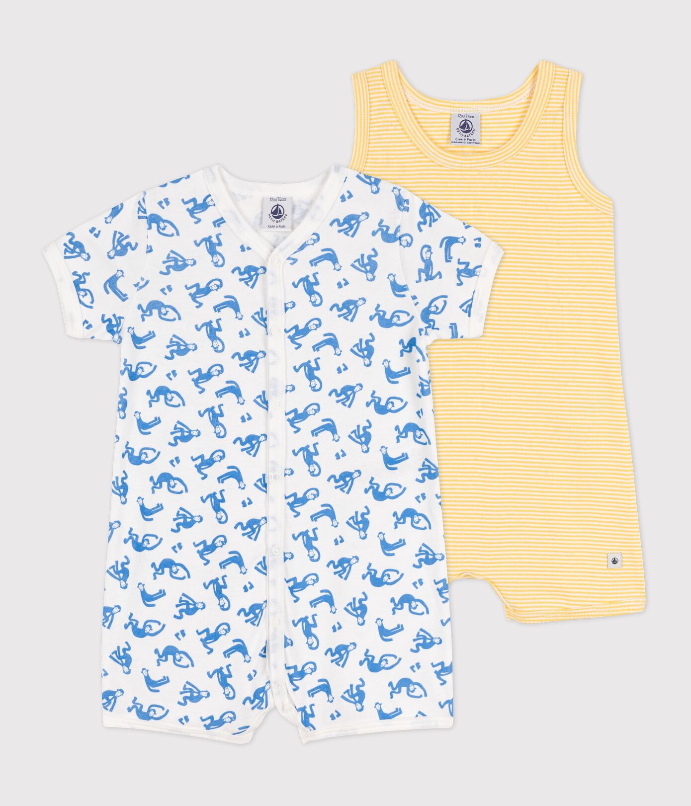 Lot de 2 combicourts bébé en coton