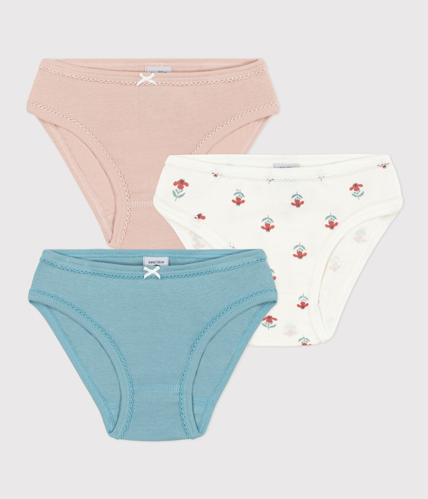 Lot de 3 culottes fleurs en coton petite fille