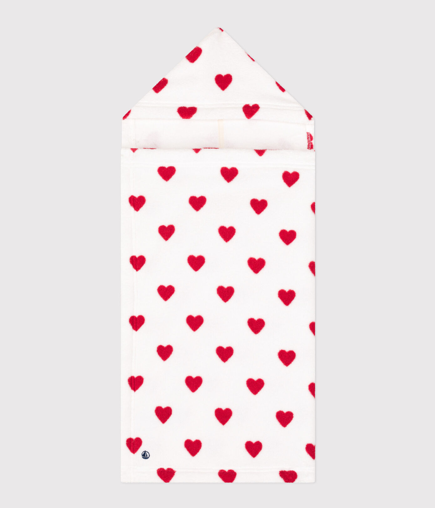 Cape de bain coeurs à rayures bébé en éponge