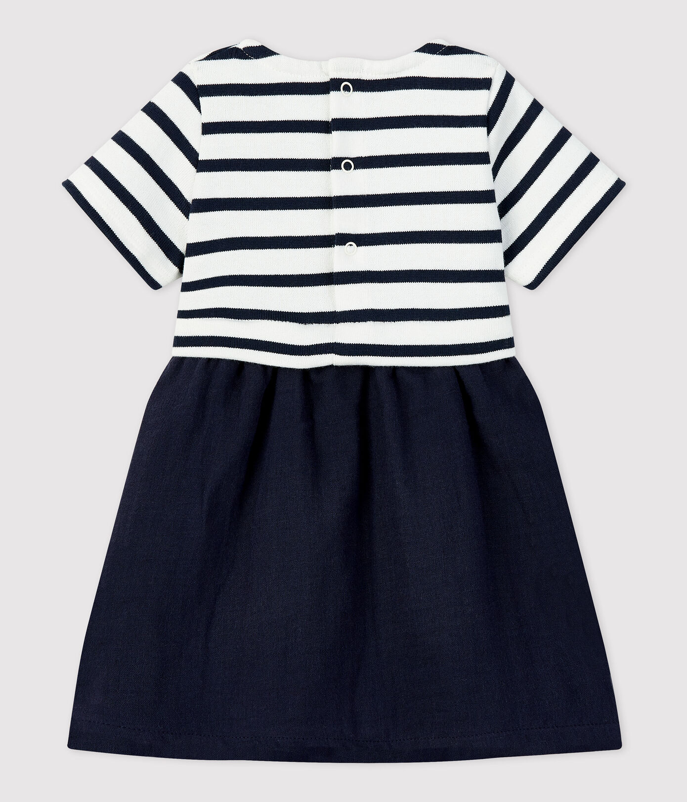 Robe bi-matière en gaze de coton et jersey épais bio bébé