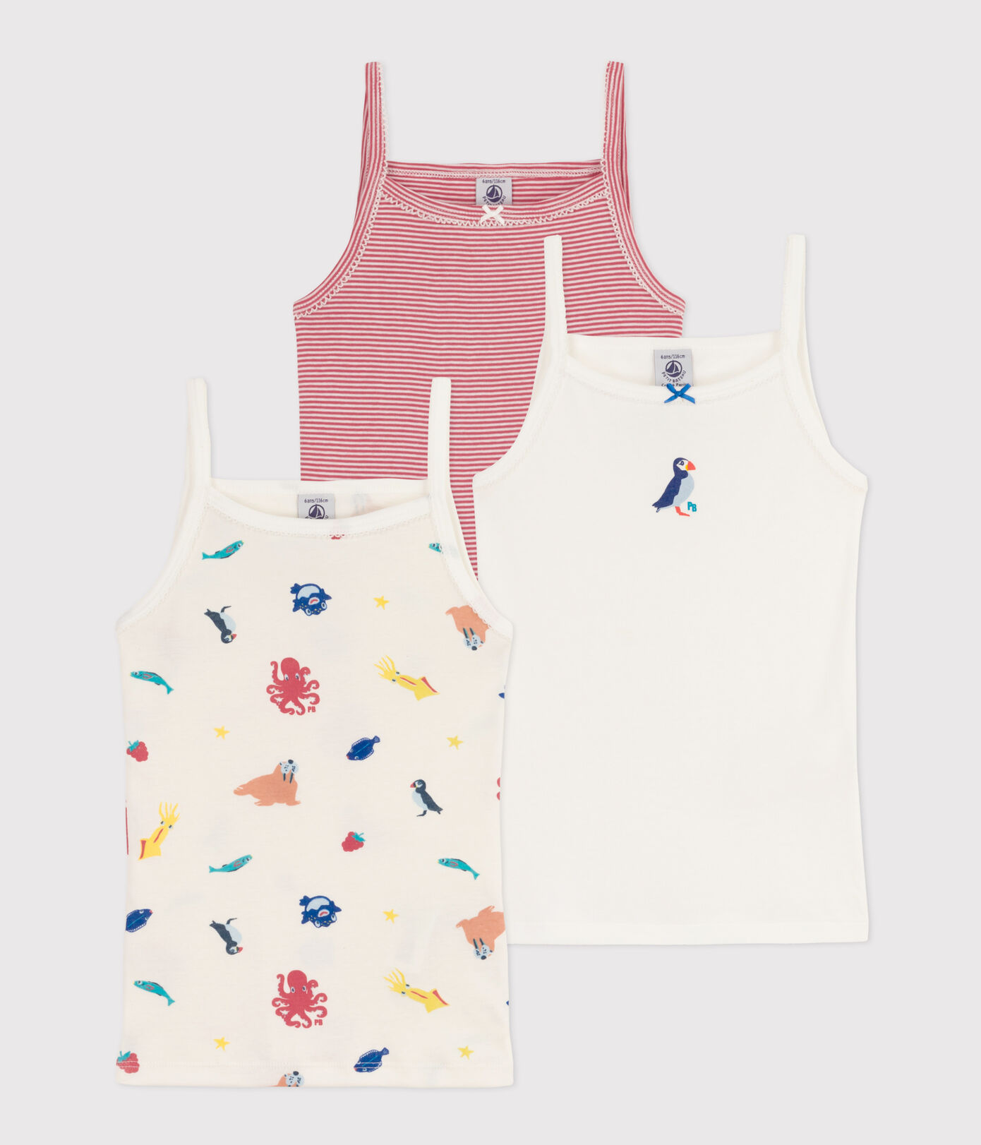 Lot de 3 chemises à bretelles en coton petite fille