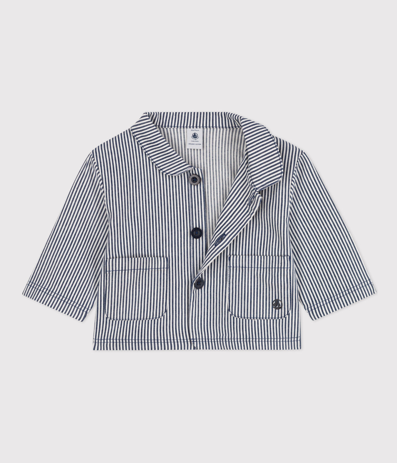 Veste courte bébé en toile rayée