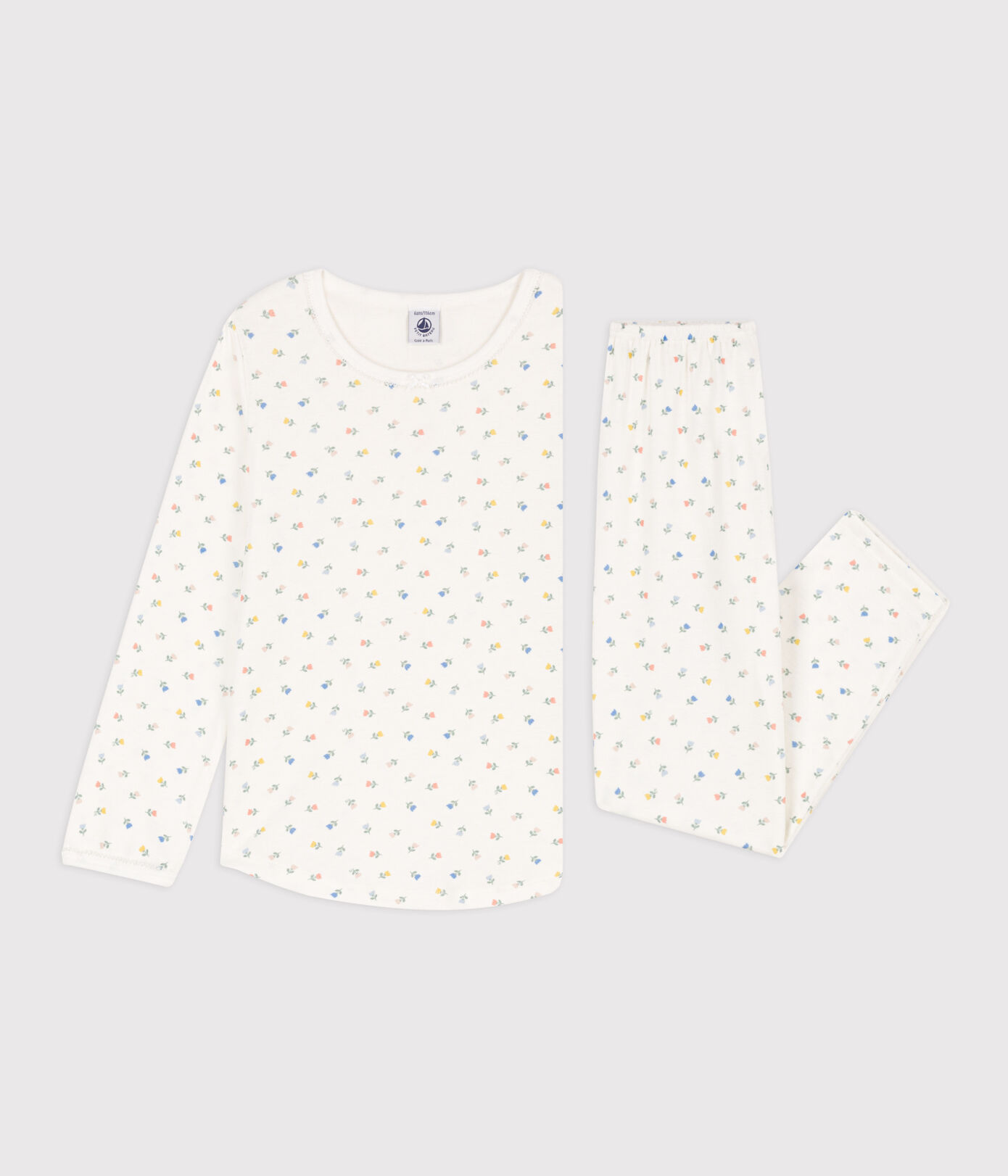Pyjama fleurs en coton petite fille