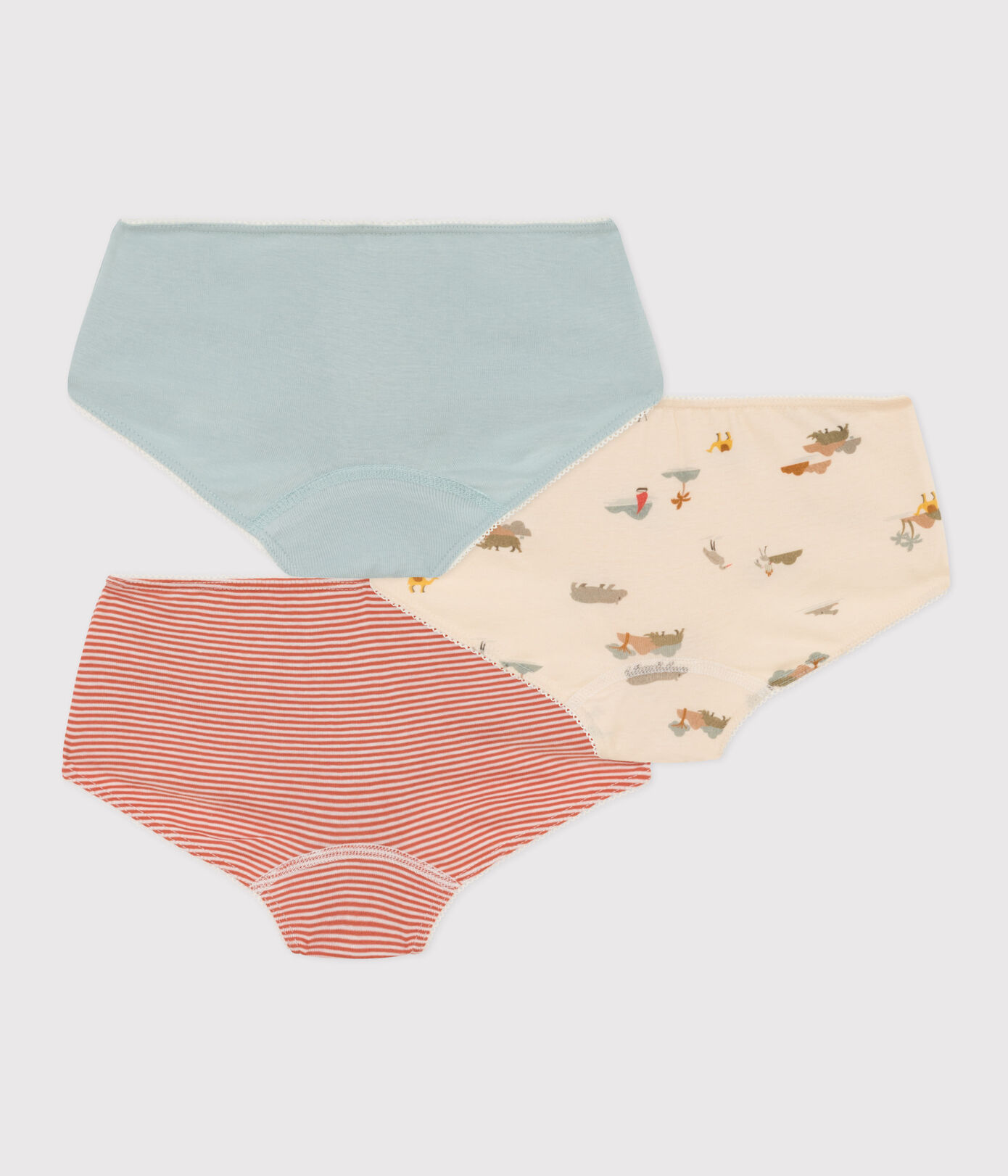 Lot de 3 shorties animaux en coton petite fille