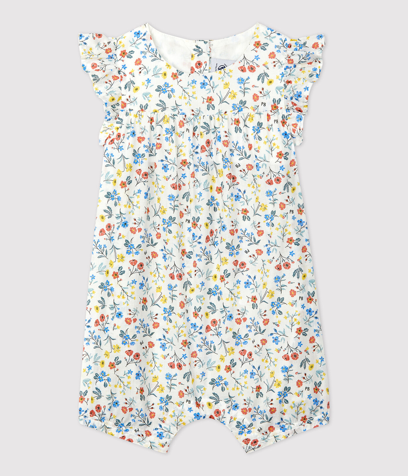 Combinaison courte imprimé fleuri en popeline bébé