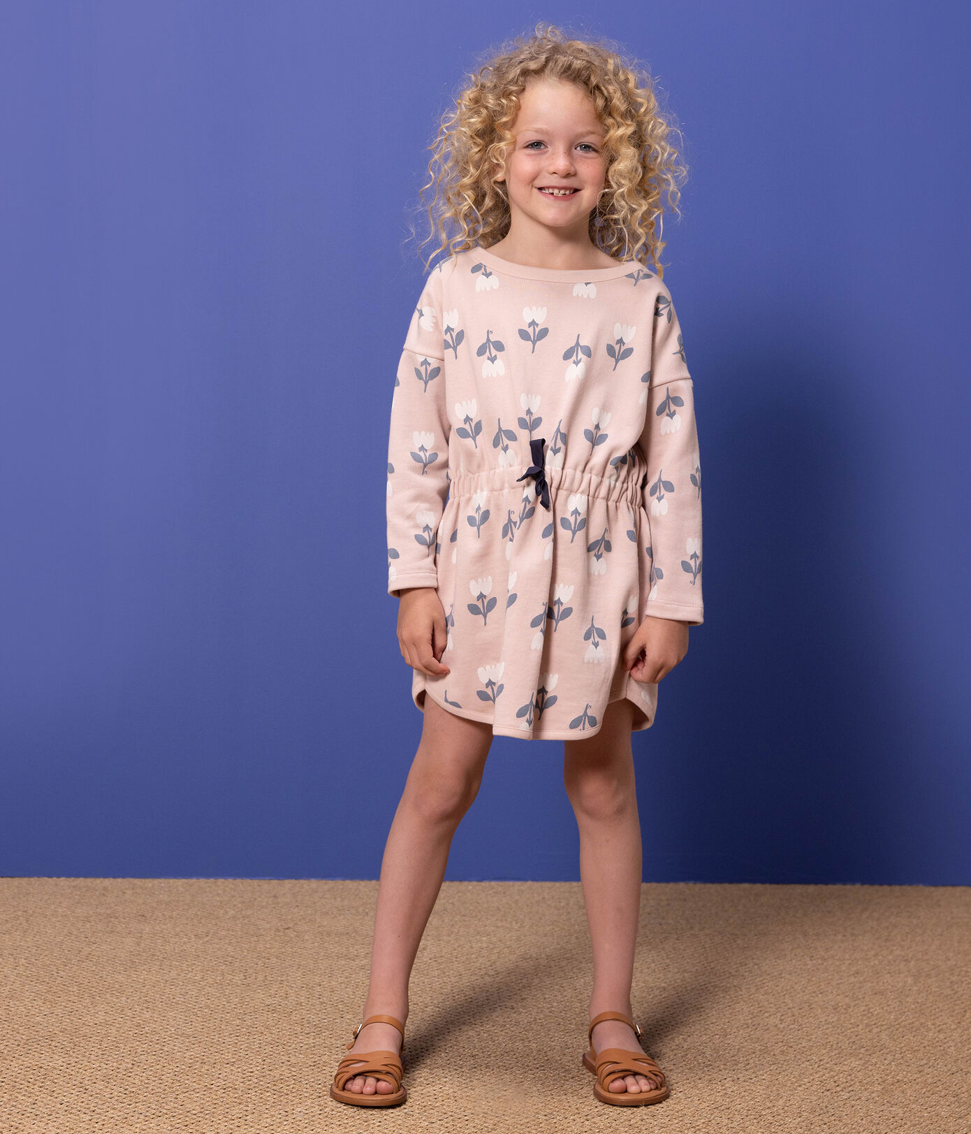 Robe manches longues molleton imprimé enfant fille