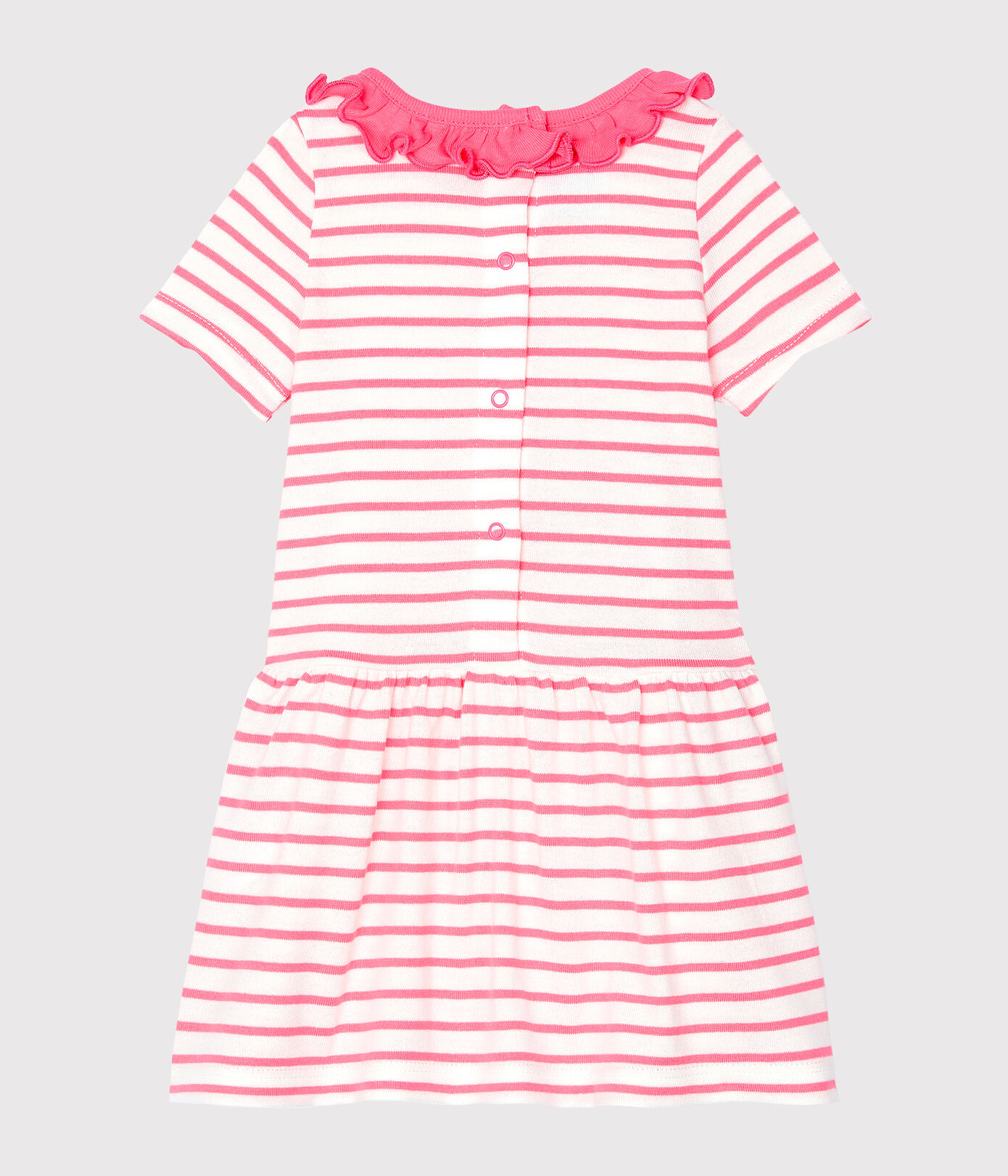 Robe rayée à collerette bébé fille