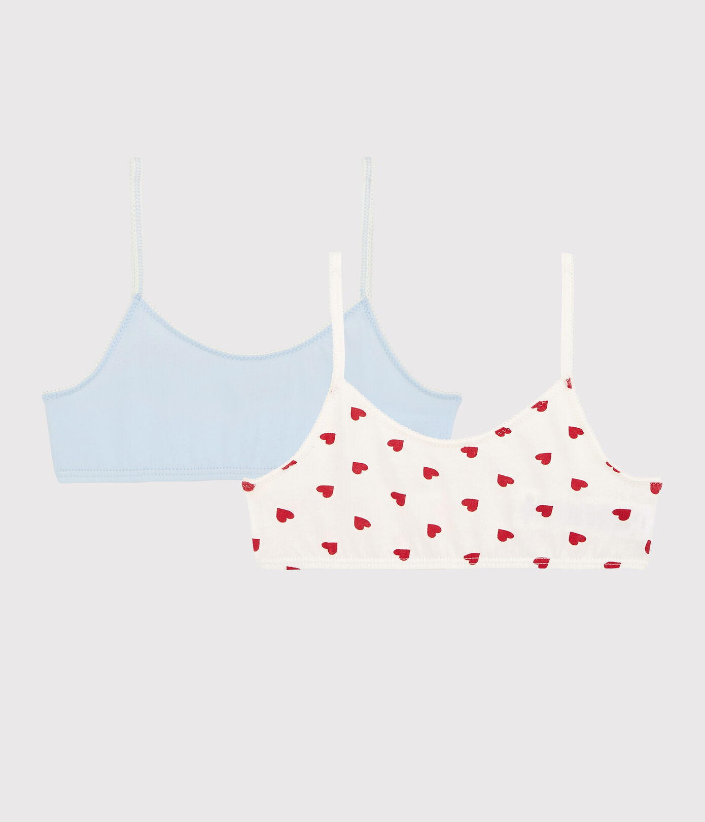 Lot de 2 brassières cur rouge petite fille en coton biologique et elasthanne