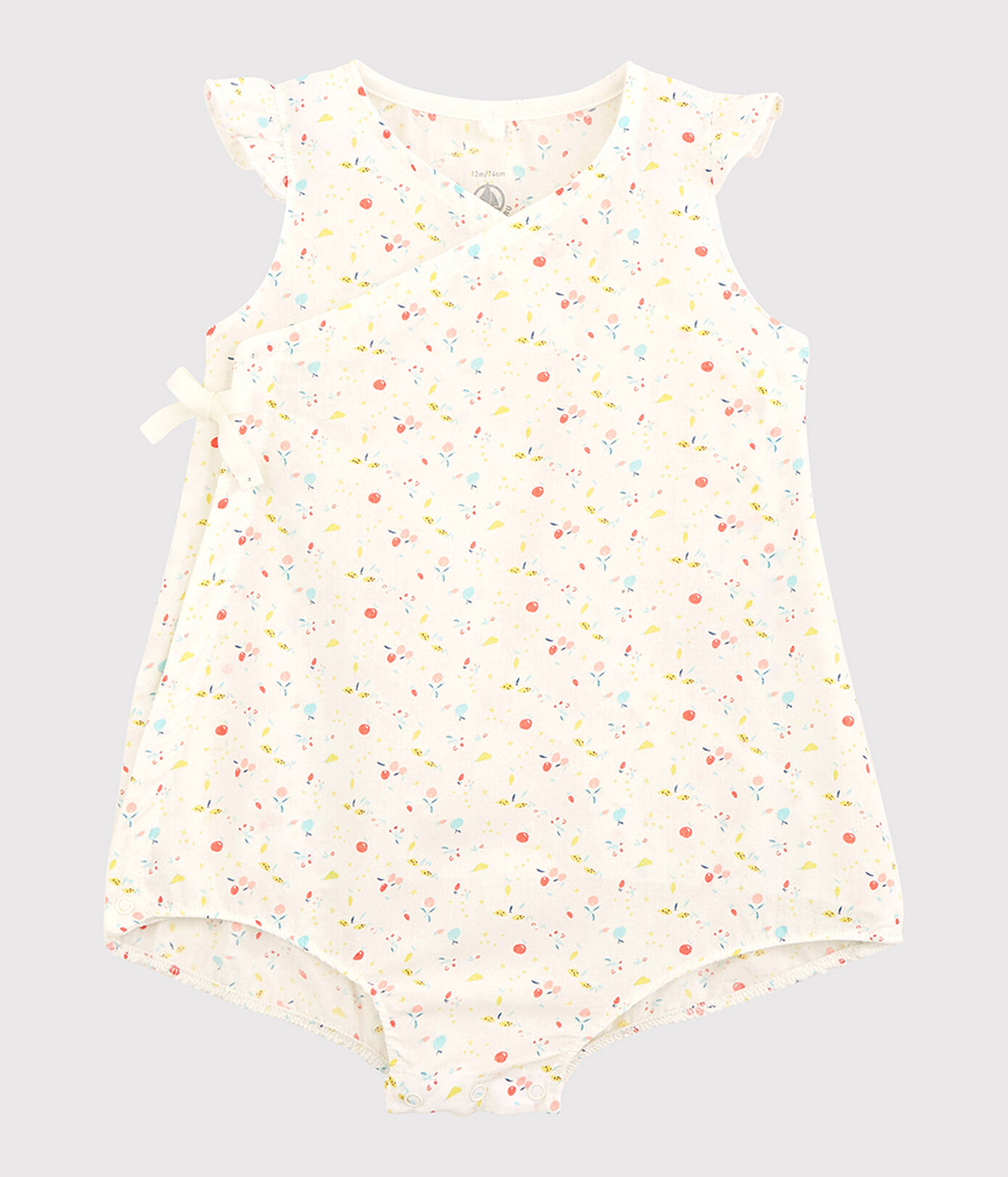 Combicourt fleuri bébé fille en tubique chaine et trame en coton biologique