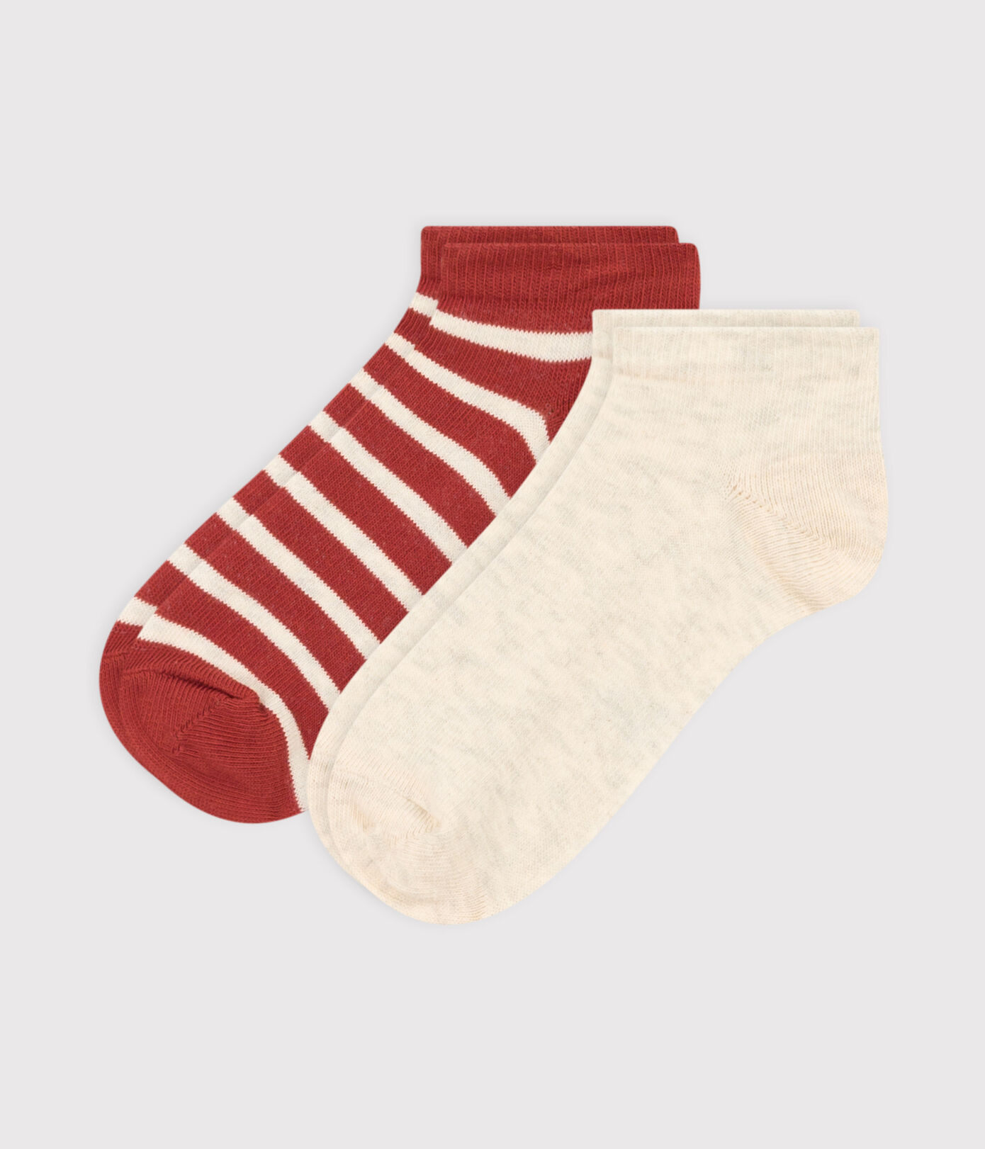 Lot de 2 paires de chaussettes basses rayées enfant garon-fille