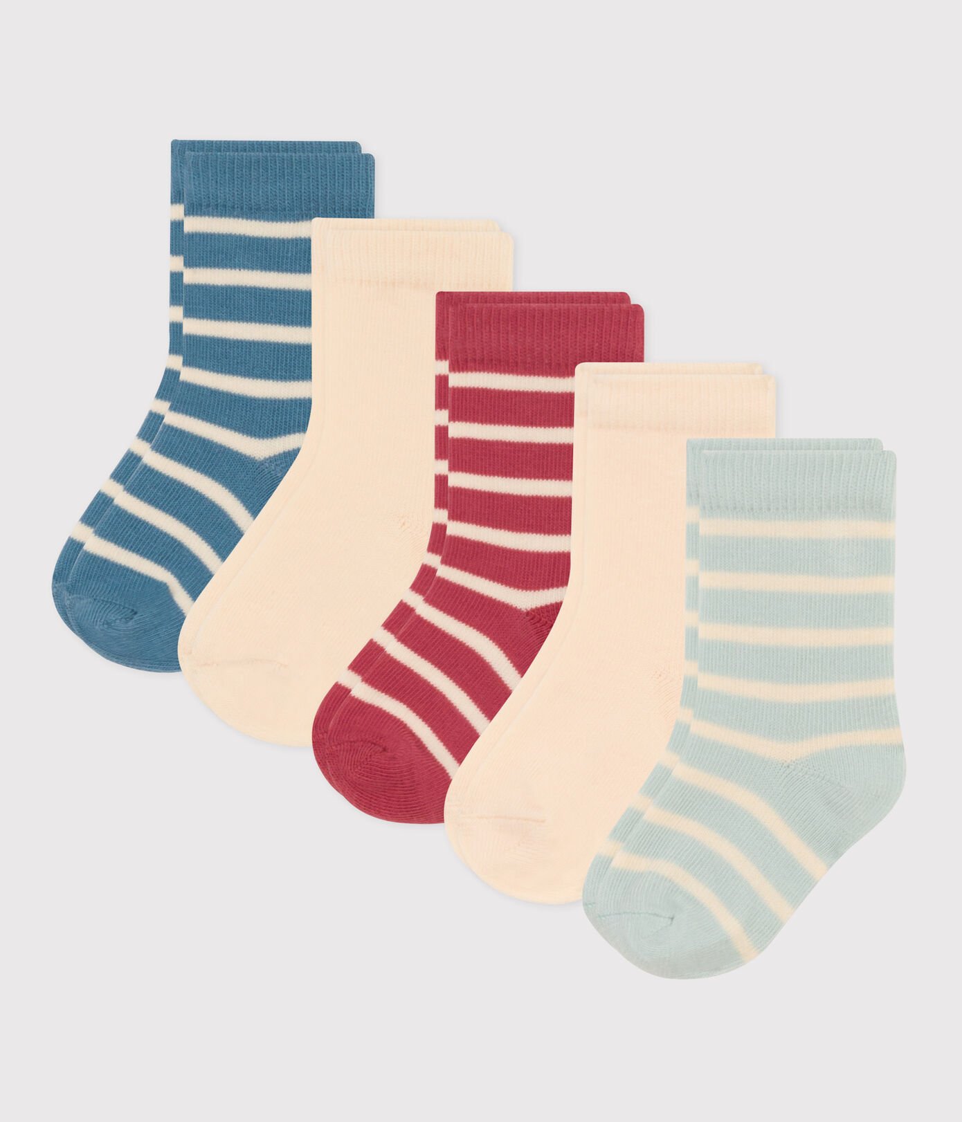 Lot de 5 paires de chaussettes rayures en jersey de coton bébé