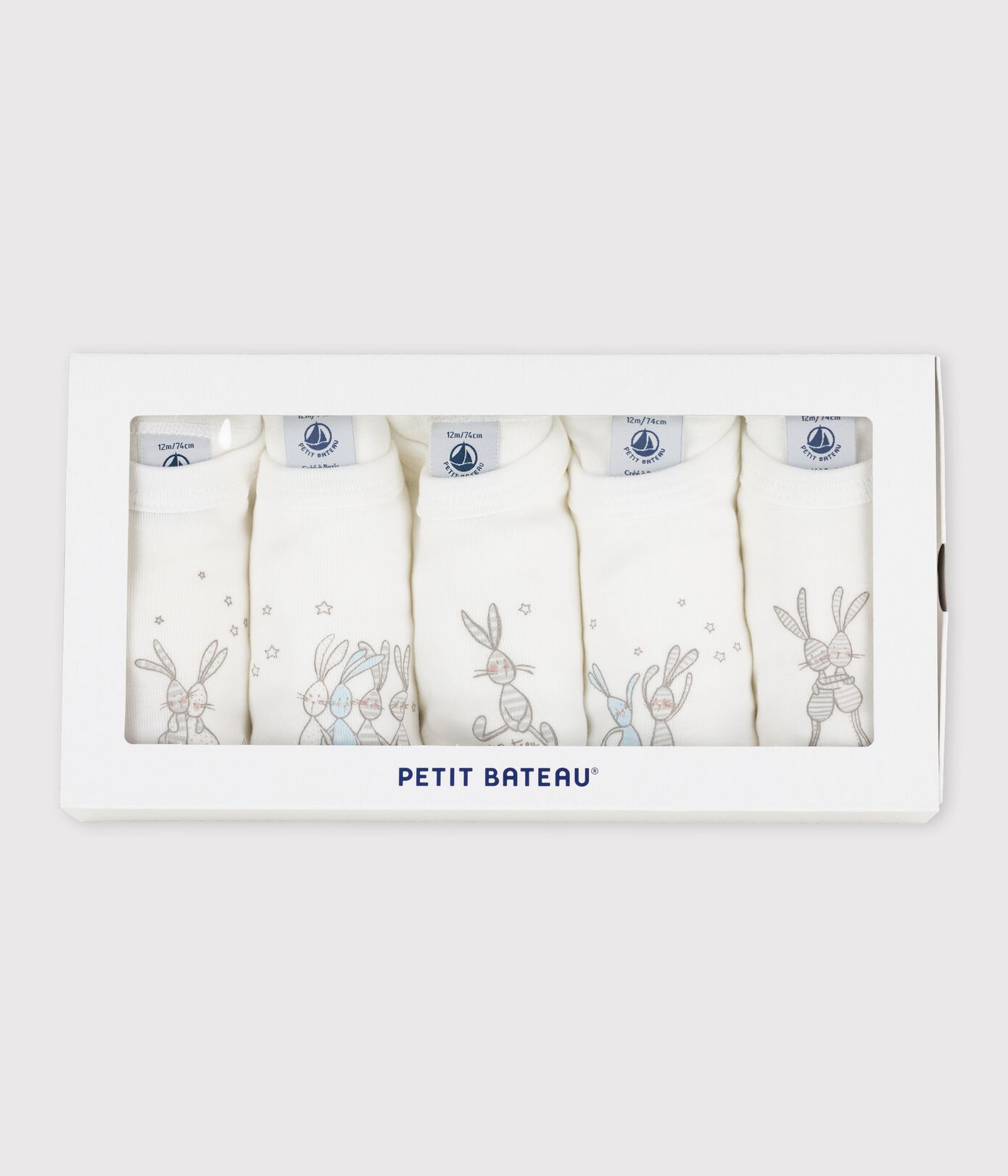 Lot de 5 bodies manches longues lapin bébé en coton