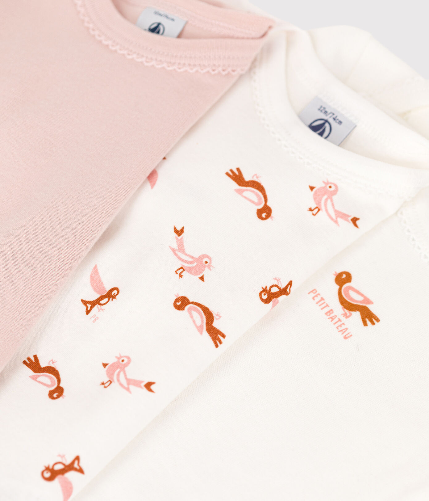 Lot de 3 bodies manches longues oiseaux bébé en coton