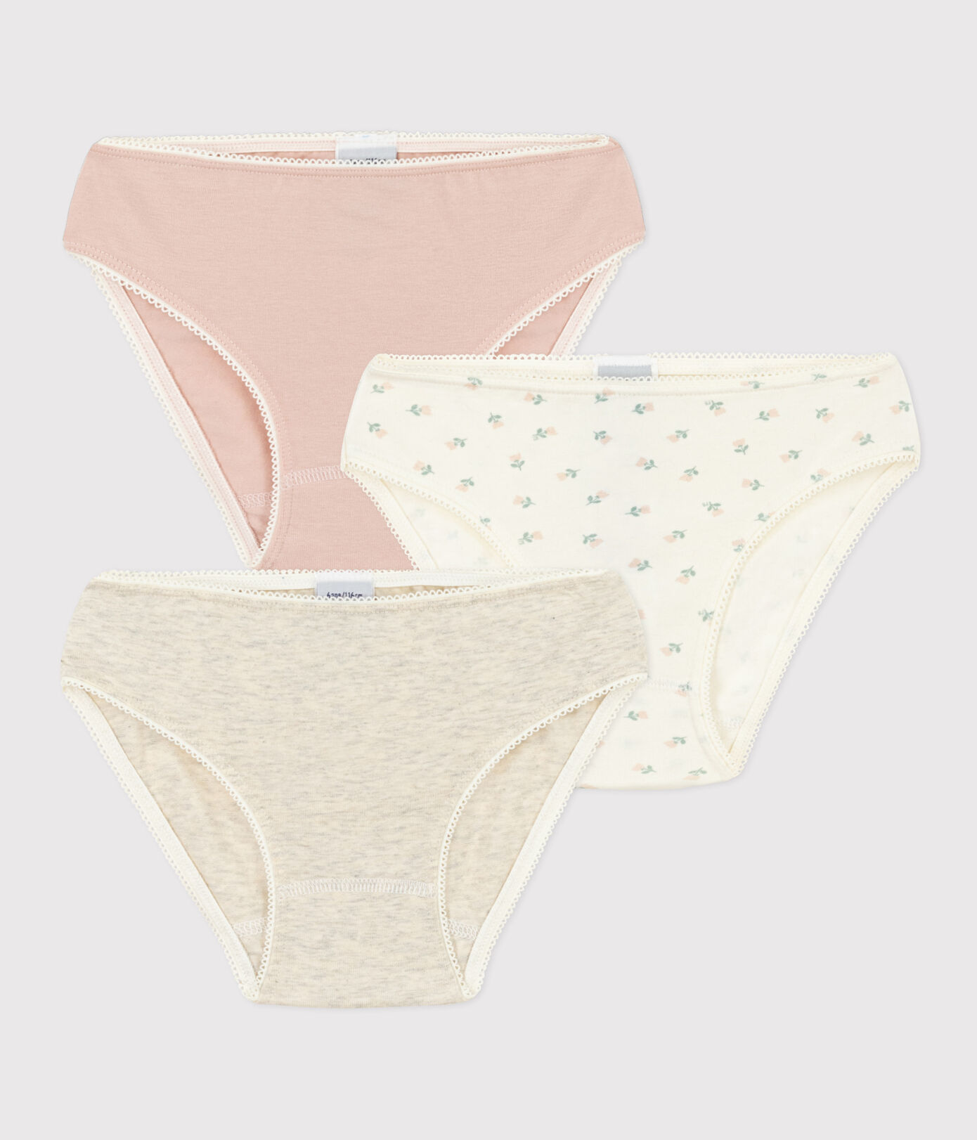 Lot de 3 culottes fleurs en coton et élasthanne petite fille