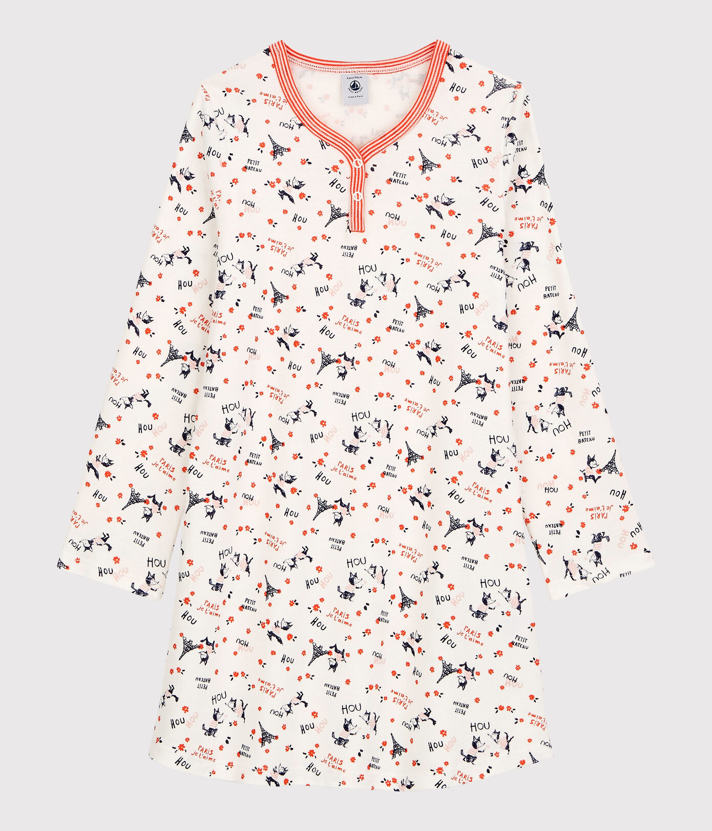 Chemise de nuit imprimé Paris petite fille en coton biologique