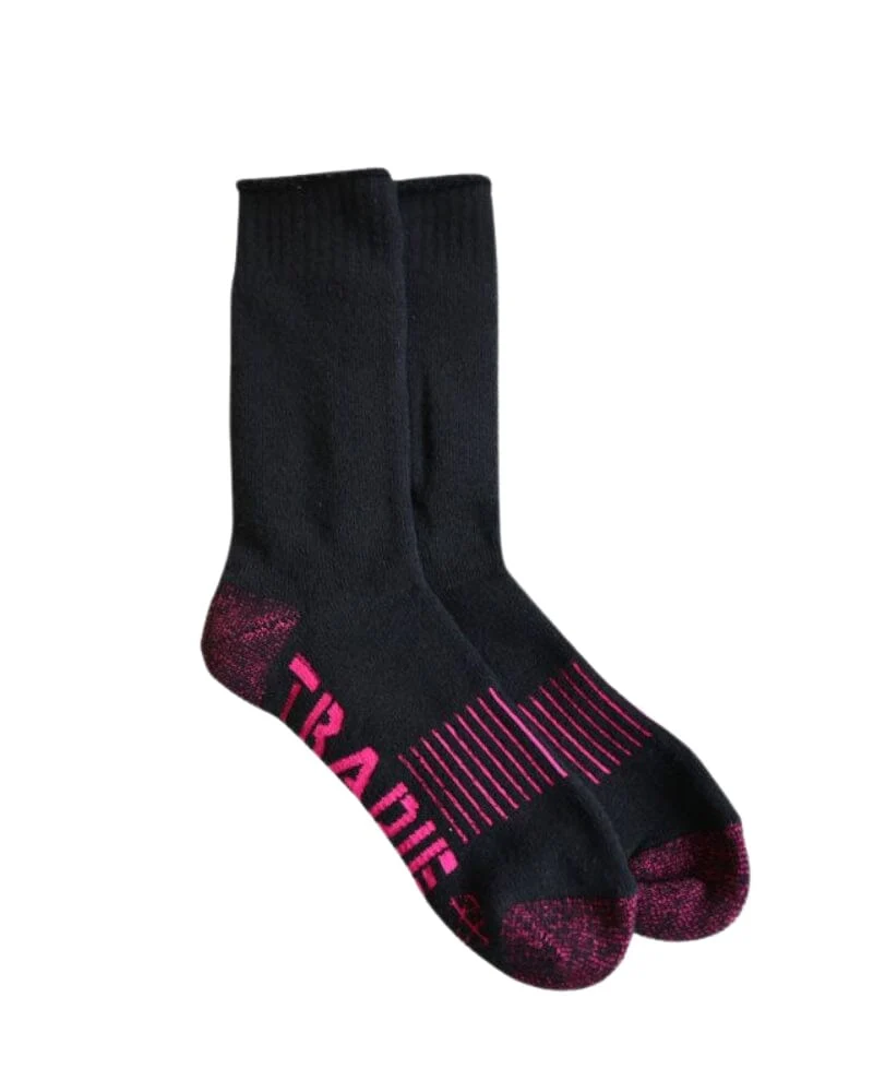Cotton Crew Socks 2pk - Black/Pink
