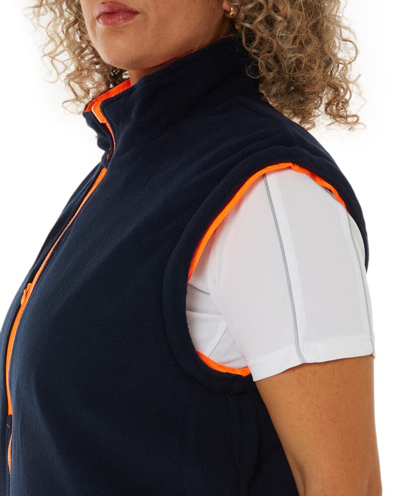 Womens Taped Hi Vis 5 In 1 Rain Jacket - Orange/Navy