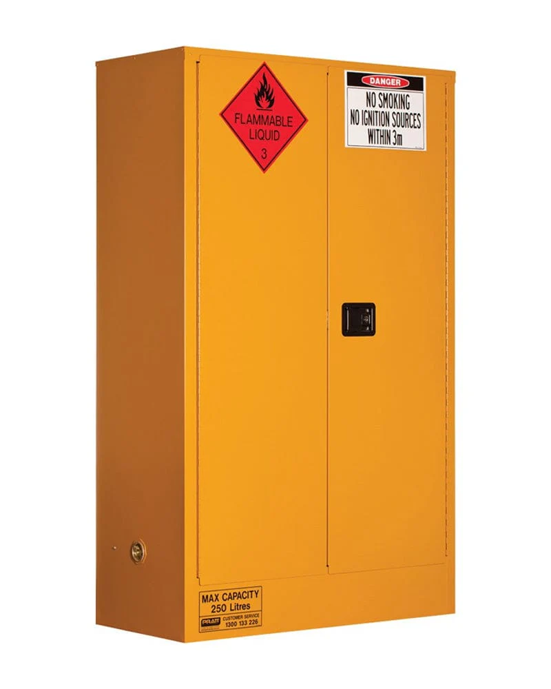 Flammable Liquid Storage Cabinet 250L 2 Doors 3 Shelves - Yellow