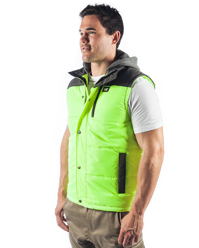 Hi Vis Hooded Work Vest - Yellow