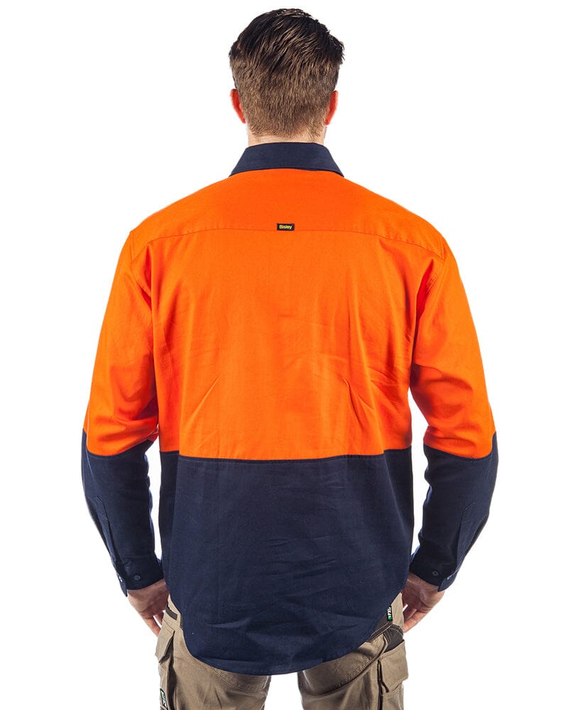 Tradies Hi Vis Closed Front LS Shirt Value Pack - Orange/Navy