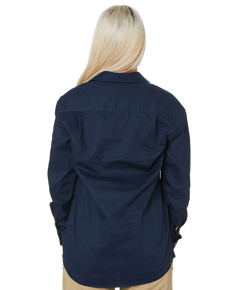 Ladies Closed Front Shirt LS - French Navy