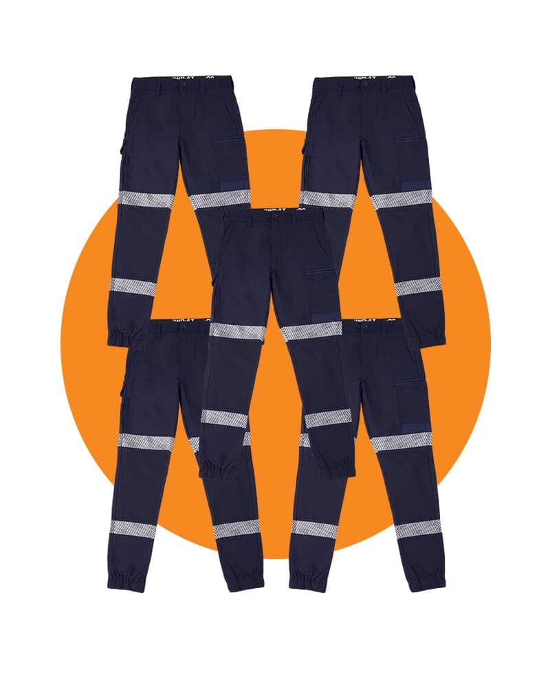 Tradies WP-4T Cuffed Taped Pants 5 Value Pack - Navy