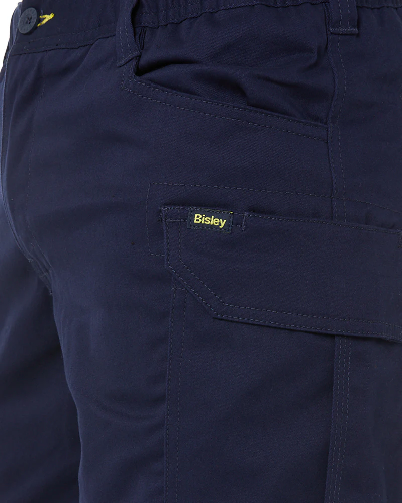 Stretch Cotton Elastic Waist Cargo Short - Navy