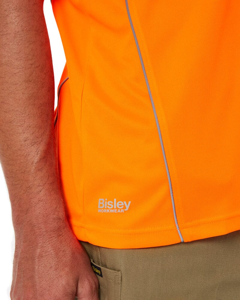 Cool Mesh Polo Shirt With Reflective Piping - Hi Vis Orange