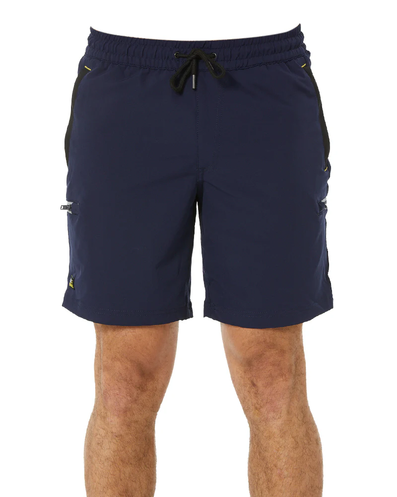 Flex and Move Tradie 4 Way Stretch Elastic Waist Cargo Short - Navy
