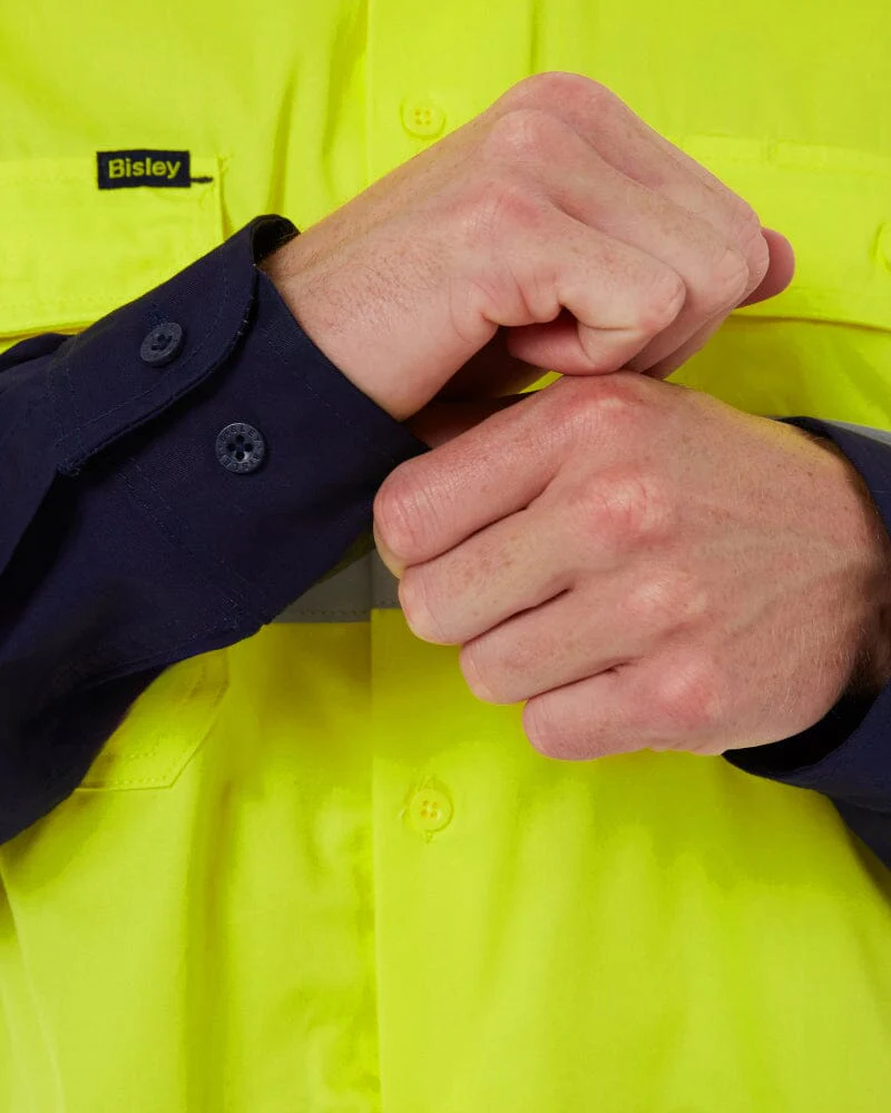 Taped Hi Vis Cool Lightweight LS Shirt - Yellow/Navy