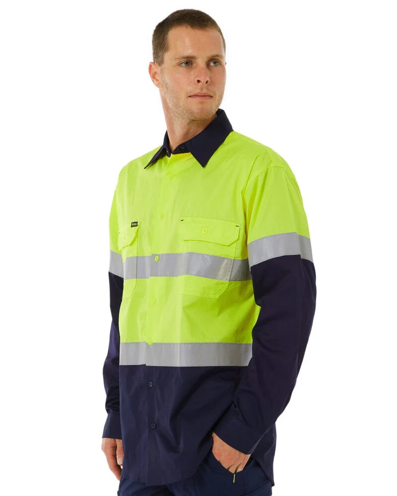 Taped Hi Vis Cool Lightweight LS Shirt - Yellow/Navy