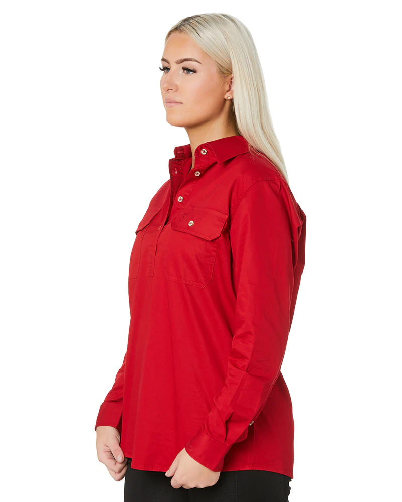 Ladies Closed Front Shirt LS - Red