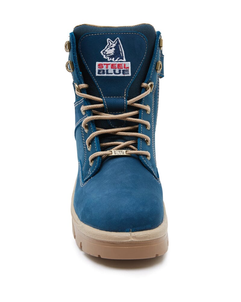 Southern Cross Lace Up Safety Boot with Zip - Blue