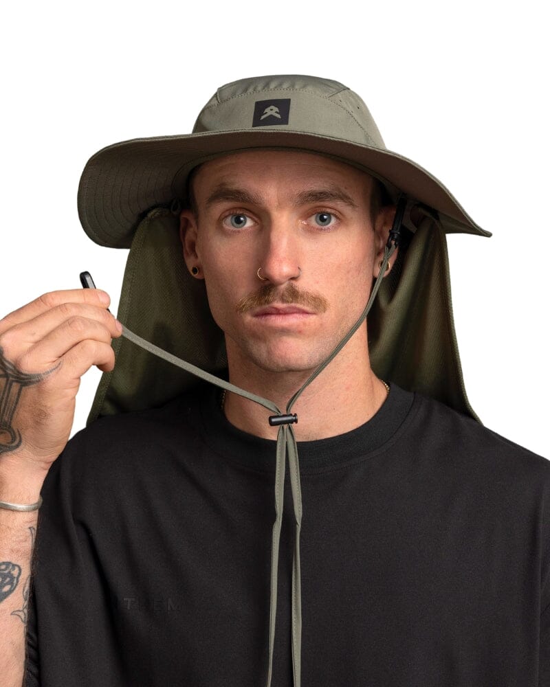 Wide Brim Hat With Legionnaires Flap - Green