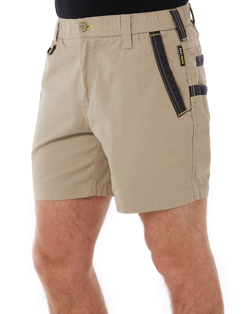 Flex and Move Elastic Waist Stretch Short Shorts - Stone