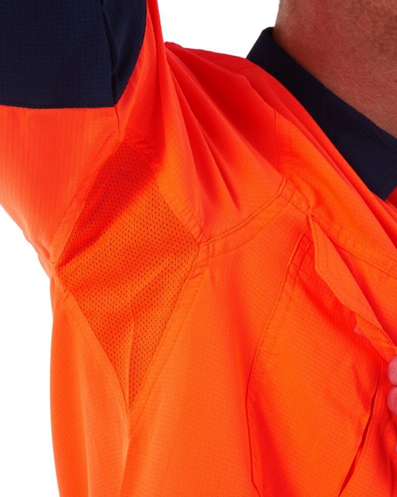 Hi Vis Outdoor Long Sleeve Shirt - Orange/Navy