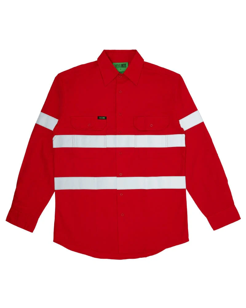 Hi Vis Taped Lightweight Cotton Shirt LS - Red