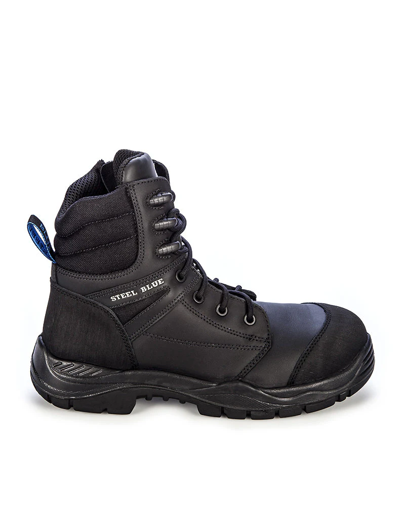 Torquay Lace Up Ankle Boot with Zip - Black