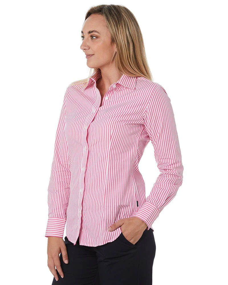 Ladies LS Shirt - Pink/White
