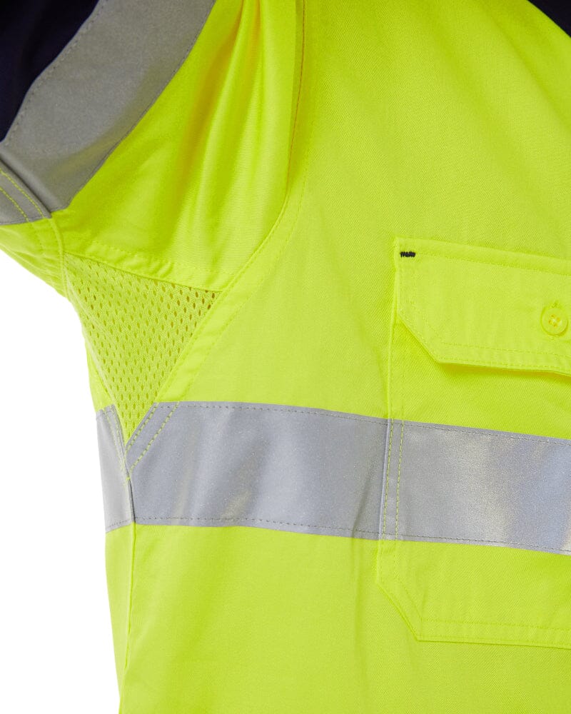 Taped Hi Vis Cool Lightweight LS Shirt - Yellow/Navy