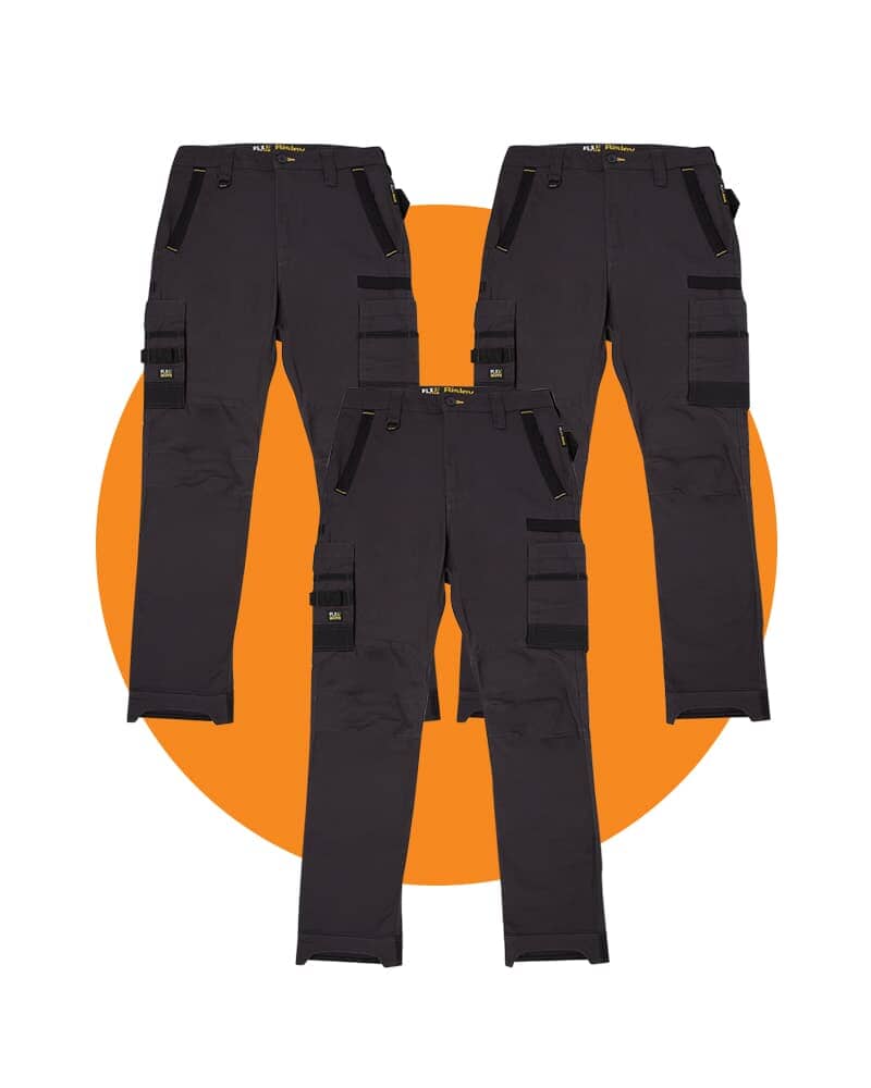 Tradies Flex and Move Stretch Cargo Utility Pant Value Pack - Charcoal